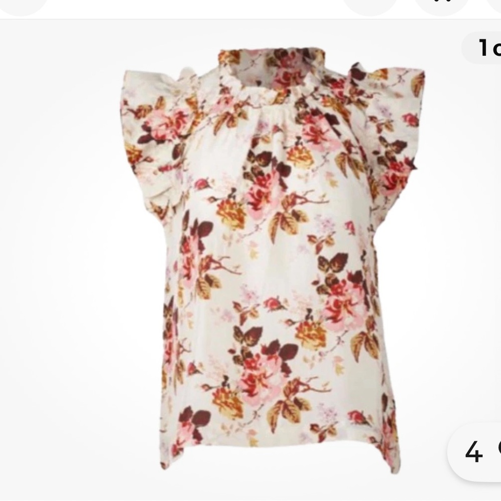 Sea New York Esme Floral Ruffle Blouse - Cream and Pink